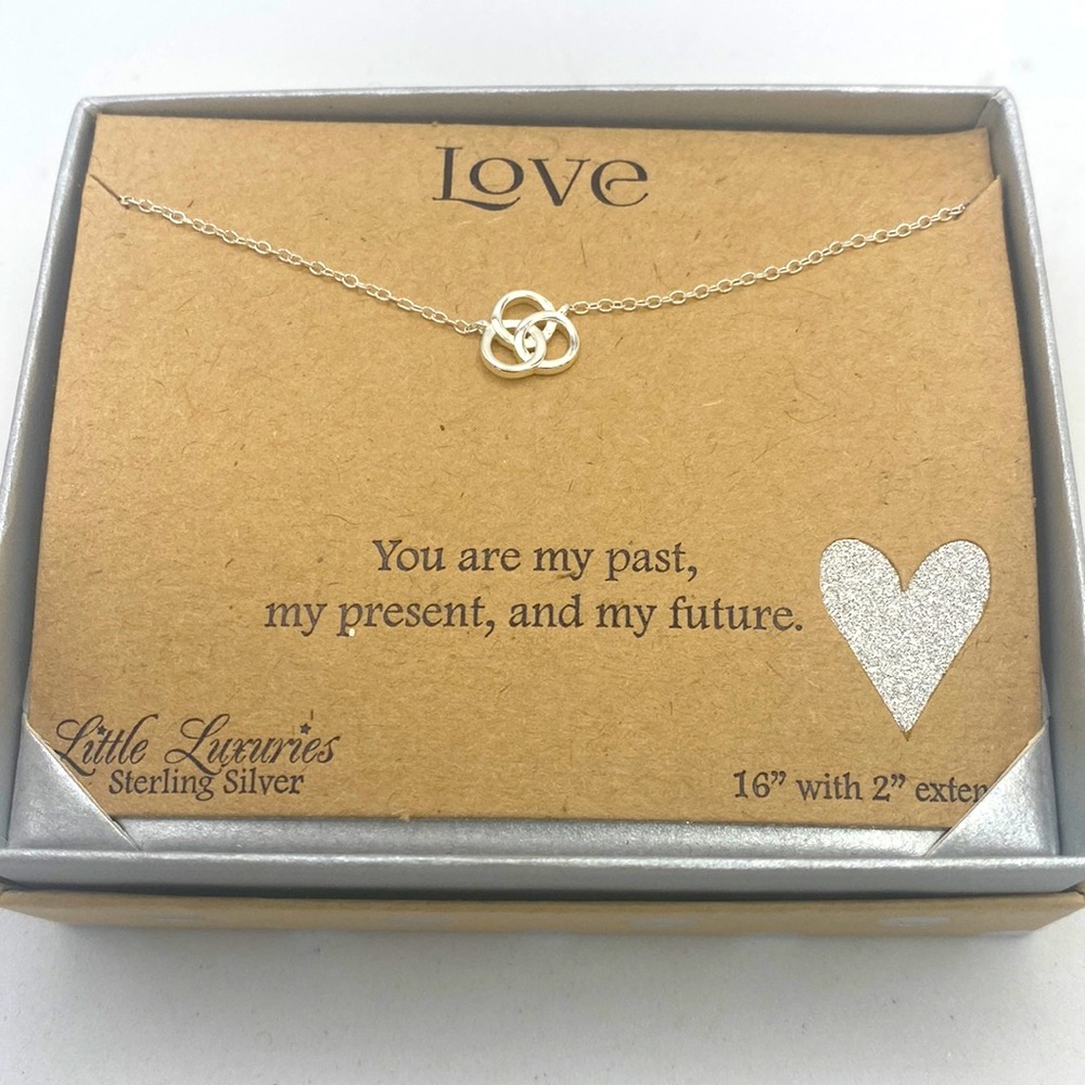 Little Luxuries Sterling Silver Past Present Future Necklace New in Box